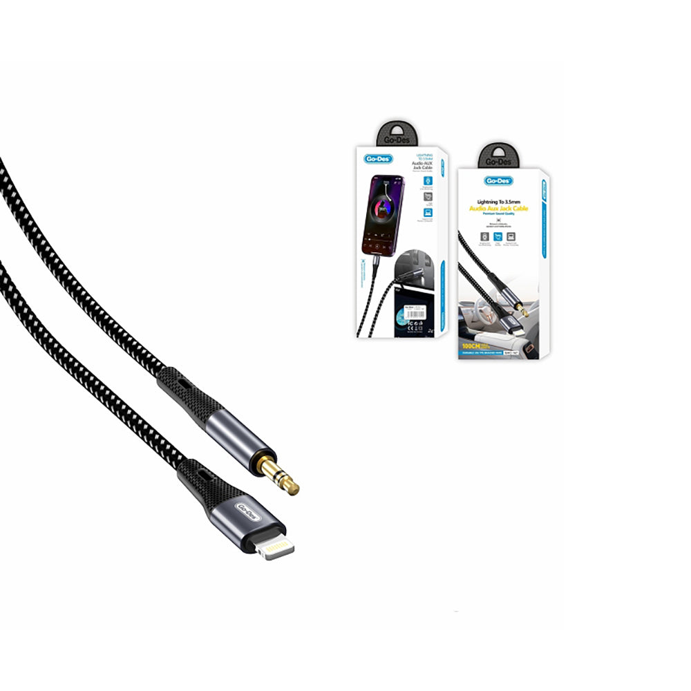 Go Des GAC-167 Lightning to 3.5mm AUX Audio Kablo 1M Go Des GAC-167 Lightning to 3.5mm AUX Audio Kablo 1M